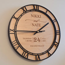 Load image into Gallery viewer, Custom Engraved Wooden 12" Wedding Clock Personalized