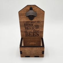Load image into Gallery viewer, Wall Mounted Bottle Opener with Cap Catcher (Customizable)