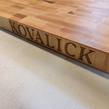 Load image into Gallery viewer, 22"x13"x1.5" End Grain Maple Cutting Board Personalized