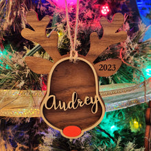 Load image into Gallery viewer, Personalized Reindeer Christmas Ornament
