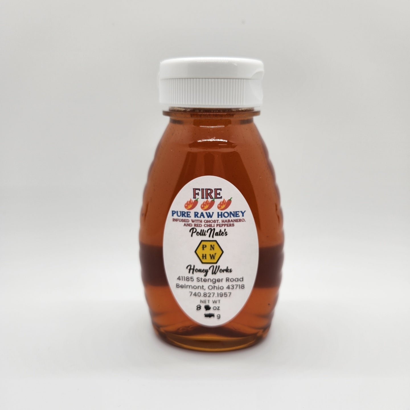 8 oz. Fire Pepper Infused Pure Raw Honey; Ohio Valley Local