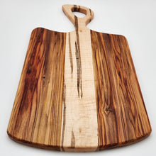 Load image into Gallery viewer, 26"x13"x.875" Curly Ambrosia Maple & Canary Wood Charcuterie Board