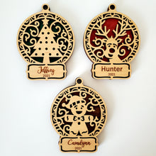 Load image into Gallery viewer, Two Layer Personalized Christmas Ornament with Color Backer (15 designs!)