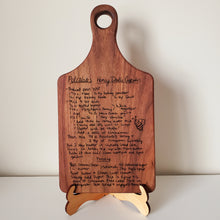 Load image into Gallery viewer, 13.5x7 Engraved Handwritten Recipe/Artwork Walnut Cutting Board