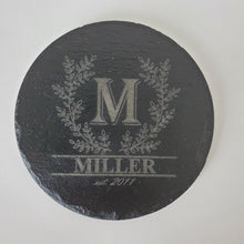 Load image into Gallery viewer, Acacia Wood & Slate Serving Board/Coaster Set Personalized