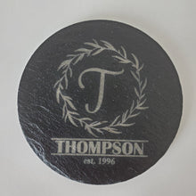 Load image into Gallery viewer, Acacia Wood & Slate Serving Board/Coaster Set Personalized