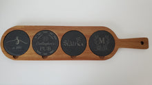 Load image into Gallery viewer, Acacia Wood & Slate Serving Board/Coaster Set Personalized