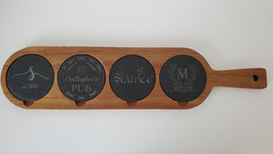 Acacia Wood & Slate Serving Board/Coaster Set Personalized
