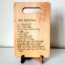 Load image into Gallery viewer, 9x6 Engraved Handwritten Recipe/Artwork Maple Cutting Board