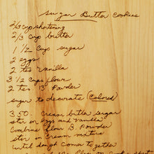 Load image into Gallery viewer, 13.5x7 Engraved Handwritten Recipe/Artwork Maple Cutting Board