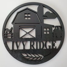 Load image into Gallery viewer, Large Personalized Round Wood Farm Signs (Many Designs!)