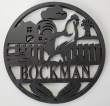 Load image into Gallery viewer, Large Personalized Round Wood Farm Signs (Many Designs!)