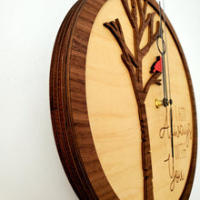 Load image into Gallery viewer, I am always with you cardinal clock wooden engraved (9&quot; or 12&quot;)
