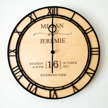 Load image into Gallery viewer, Custom Engraved Wooden 12" Wedding Clock Personalized