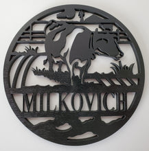 Load image into Gallery viewer, Large Personalized Round Wood Farm Signs (Many Designs!)