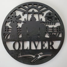 Load image into Gallery viewer, Large Personalized Round Wood Farm Signs (Many Designs!)