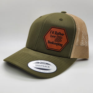 Genuine Top Grain Leather Patch Hats, Custom Engraved, R112 or YP