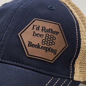 Premium Leatherette Patch Hats, Custom Engraved, R111 Garment-Washed Hat