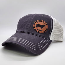 Load image into Gallery viewer, Premium Leatherette Patch Hats, Custom Engraved, R111 Garment-Washed Hat
