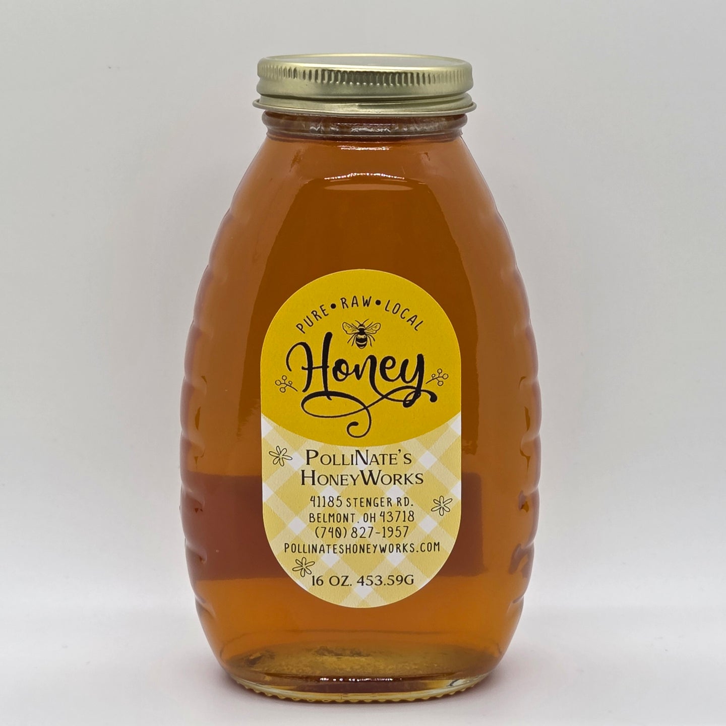16 oz. Glass Jar Ohio Valley Local Pure Raw Honey