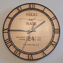 Load image into Gallery viewer, Custom Engraved Wooden 12" Wedding Clock Personalized
