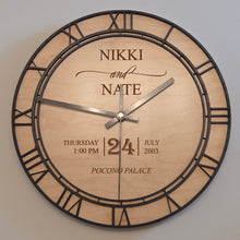 Load image into Gallery viewer, Custom Engraved Wooden 12" Wedding Clock Personalized
