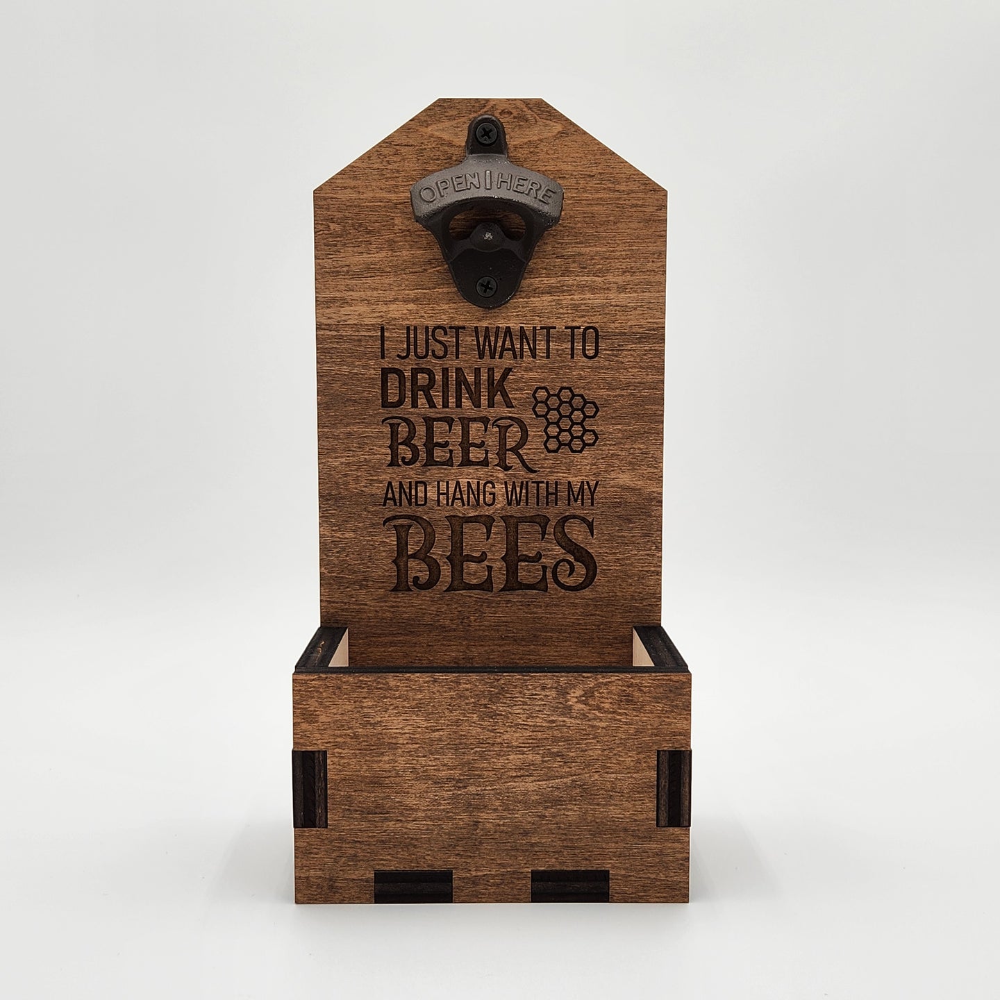 Wall Mounted Bottle Opener with Cap Catcher (Customizable)