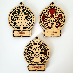 Two Layer Personalized Christmas Ornament with Color Backer (15 designs!)