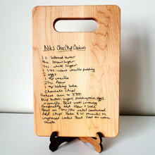 Load image into Gallery viewer, 9x6 Engraved Handwritten Recipe/Artwork Maple Cutting Board
