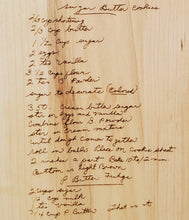 Load image into Gallery viewer, 10x14 Engraved Handwritten Recipe/Artwork Maple Cutting Board
