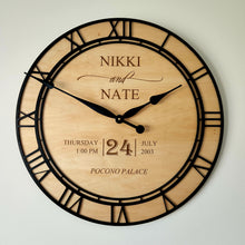 Load image into Gallery viewer, 24&quot; Custom Engraved Wooden Wedding Clock Personalized
