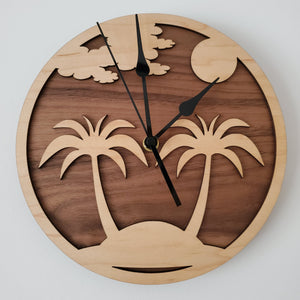Beach with Palm Trees Clock (9" or 12")