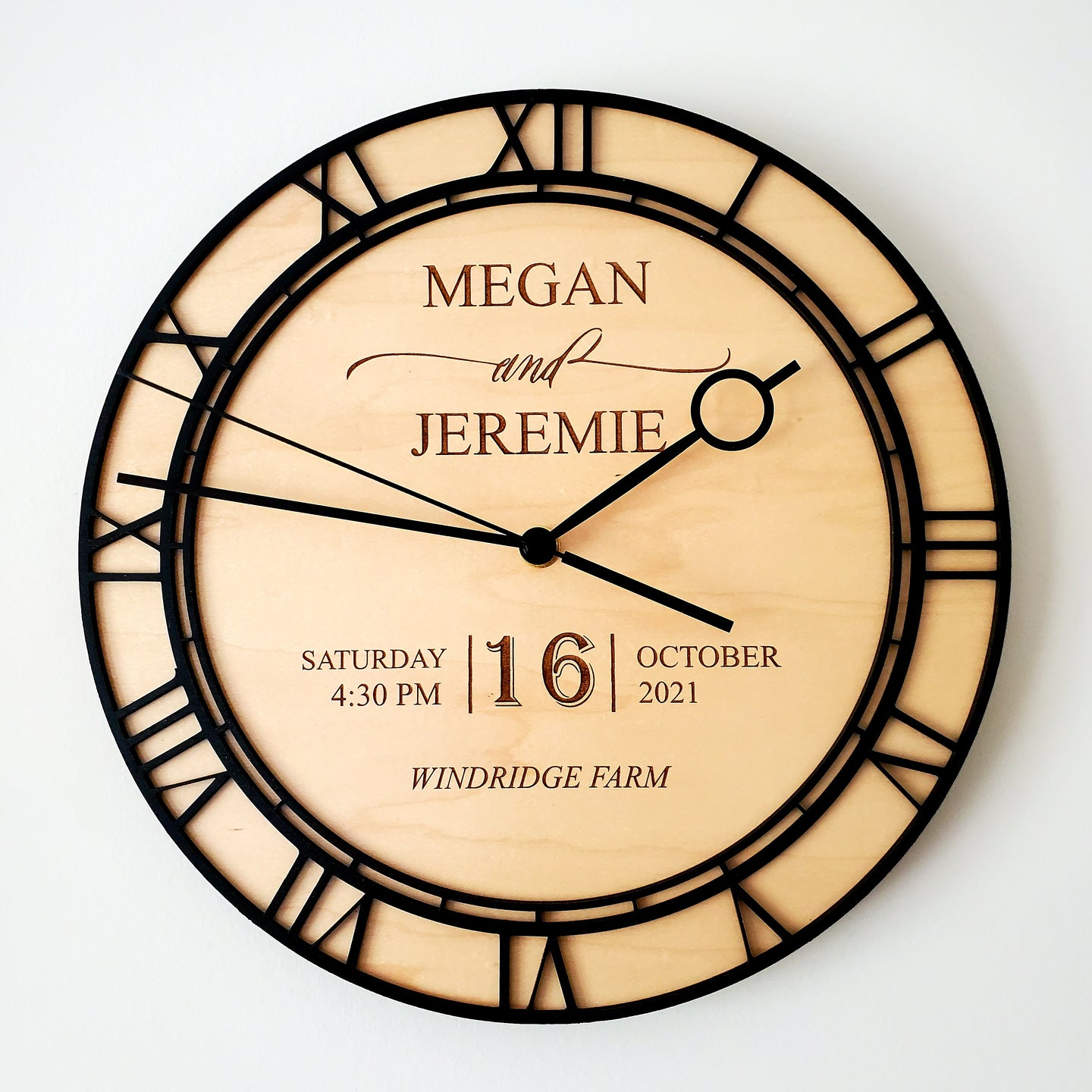 Custom Engraved Wooden Wedding Clock Personalized (9