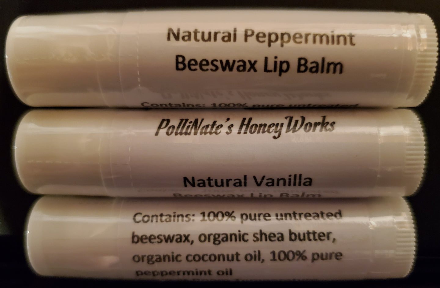Natural Beeswax Lip Balm (3 pack)